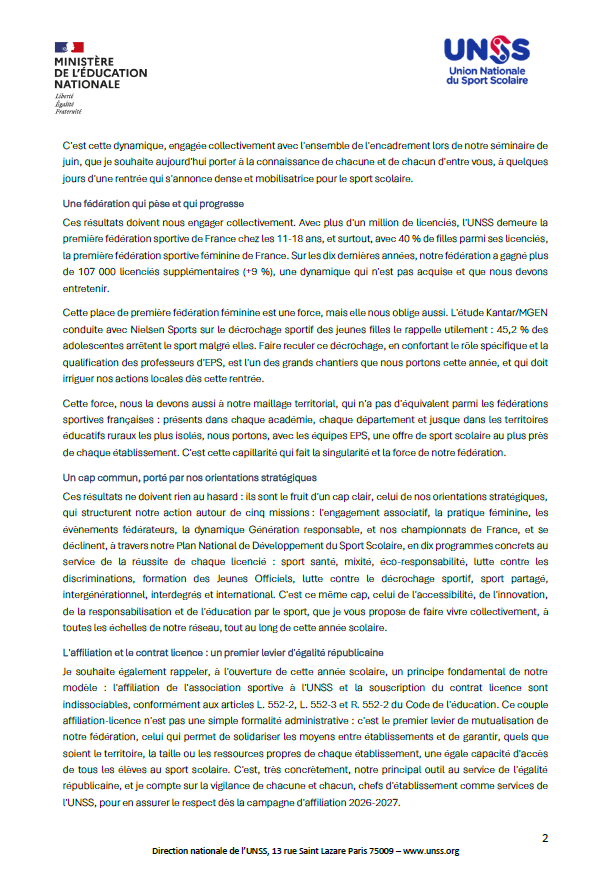 lettre de rentrée DN