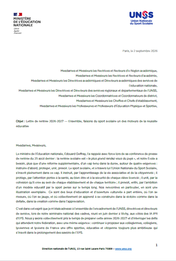 lettre de rentrée DN
