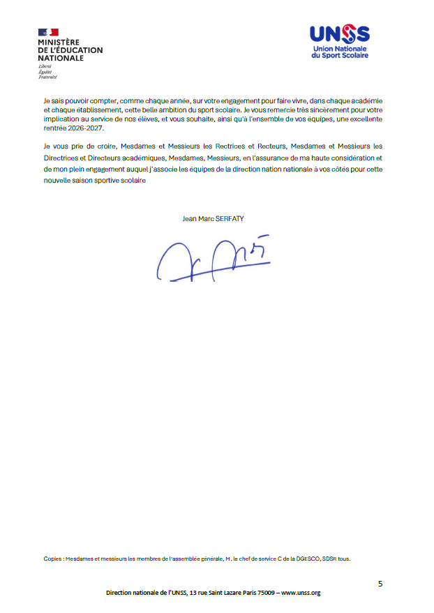 lettre de rentrée DN